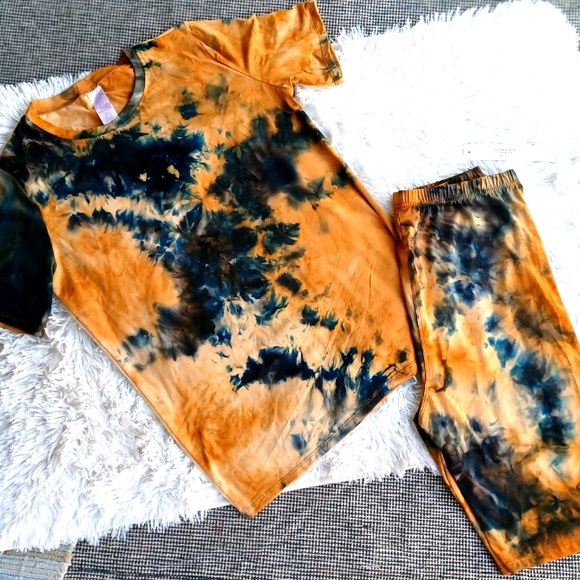 New Fashion Pants - Tie Dye 2pc Biker Short Set